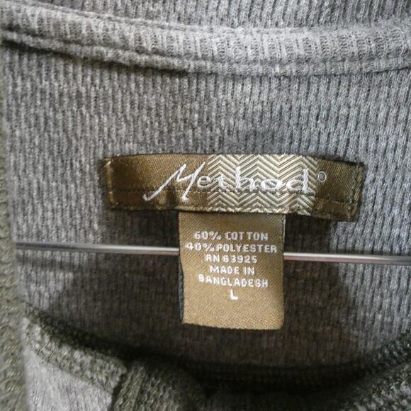 Method Men's Large Knit Sweater Green Pockets 1/4 Button High Collar - Picture 4 of 4